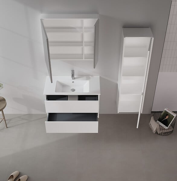 HABITAT ET JARDIN - Meuble Vasque "Side 85 v2" - 85 x 45 x 52 cm - Matte White - large