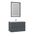 HABITAT ET JARDIN - Ensemble Meuble Vasque avec Miroir (2 Pièces) "Nest 91 v2" - 91 x 51 x 55 cm - Matte Anthracite - vignette