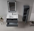 HABITAT ET JARDIN - Ensemble Meuble Vasque avec Miroir (2 Pièces) "Nest 91 v2" - 91 x 51 x 55 cm - Matte Anthracite - vignette
