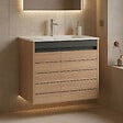 HABITAT ET JARDIN - Meuble Vasque "Ricato 80" - 81 x 47 x 62 cm - Walnut - vignette