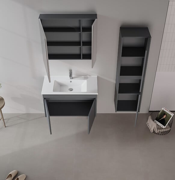 HABITAT ET JARDIN - Meuble Vasque "Side 85 v2" - 85 x 45 x 52 cm - Matte Anthracite - large