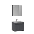 HABITAT ET JARDIN - Ensemble Meuble Vasque avec Miroir (2 Pièces) "Side 65 v2" - 65 x 45 x 52 cm - Matte Anthracite - vignette