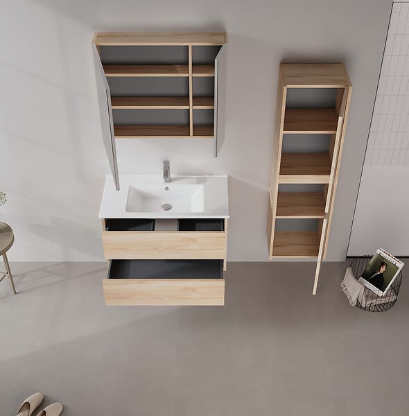 HABITAT ET JARDIN - Meuble Vasque "Side 85 v2" - 85 x 45 x 52 cm - Oak - large