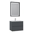 HABITAT ET JARDIN - Ensemble Meuble Vasque avec Miroir (2 Pièces) "Nest 71 v2" - 71 x 51 x 55 cm - Matte Anthracite - vignette