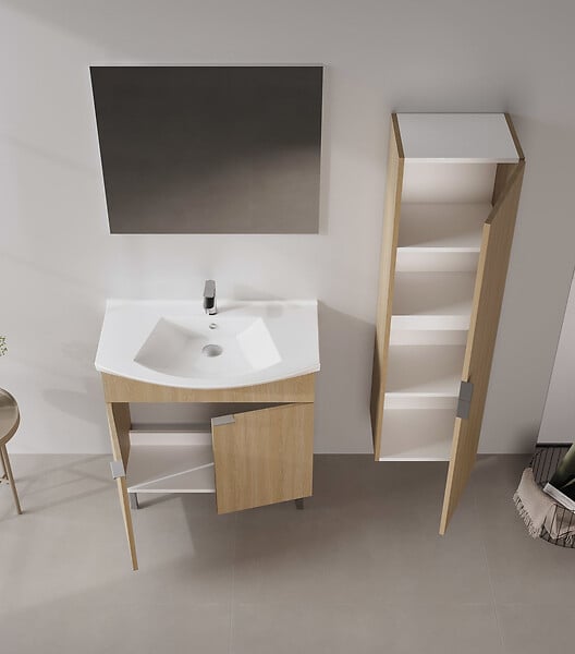 HABITAT ET JARDIN - Ensemble Meuble Vasque avec Miroir (2 Pièces) "Purus 80" - 80 x 50 x 83 cm - Oak - large