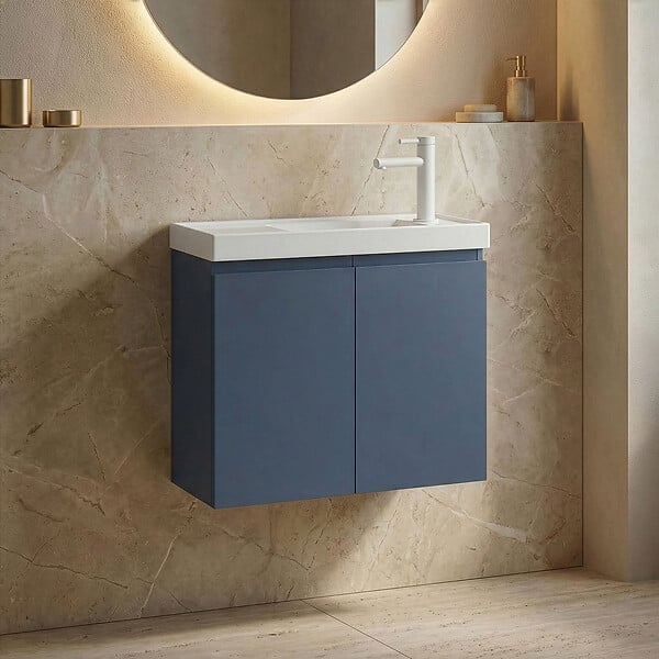 HABITAT ET JARDIN - Meuble Vasque "Ferla 60" - 60 x 22 x 50 cm - Petrol Blue - large