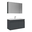 HABITAT ET JARDIN - Ensemble Meuble Vasque avec Miroir (2 Pièces) "Tivoli 100" - 100 x 45 x 66 cm - Matte Anthracite - vignette