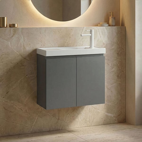 HABITAT ET JARDIN - Meuble Vasque "Ferla 60" - 60 x 22 x 50 cm - Matte Grey - large