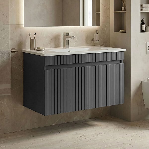 HABITAT ET JARDIN - Meuble Vasque "Tivoli 85" - 85 x 45 x 57 cm - Matte Anthracite - large
