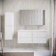 STANO - Meuble salle de bain design double vasque FORTINA largeur 120 cm blanc - vignette