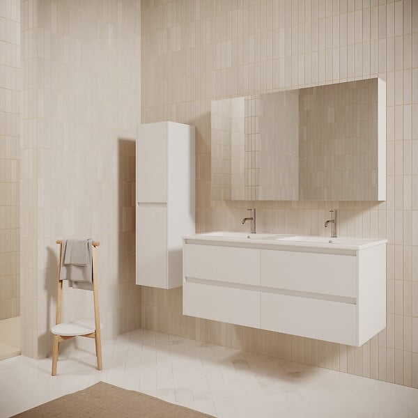 STANO - Meuble salle de bain design double vasque FORTINA largeur 120 cm blanc - large