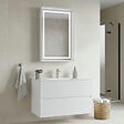 HABITAT ET JARDIN - Ensemble Meuble Vasque avec Miroir (2 Pièces) "Nest 91 v2" - 91 x 51 x 55 cm - Matte White - vignette