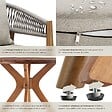 TECTAKE - Ensemble jardin bois acacia 3 pièces grège 2 chaises table plateau décoratif soleil en acacia - vignette