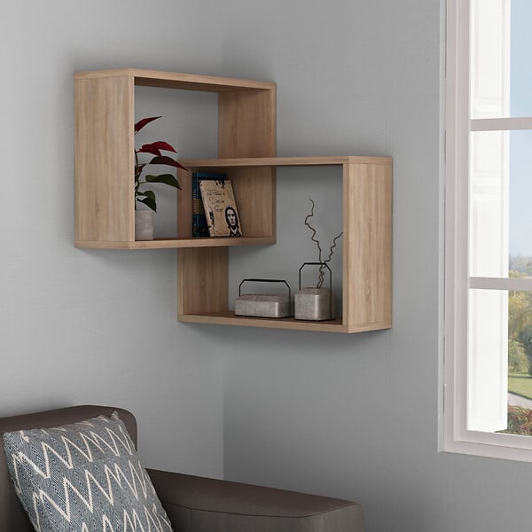 HABITAT ET JARDIN - Étagère murale en bois "Ring" - 68 x 60 x 68 cm - Chêne de Sonoma - large