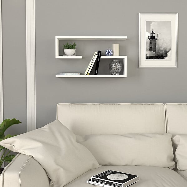 HABITAT ET JARDIN - Étagère murale en bois "Jenika" - 60 x 14 x 18 cm - Blanc - large