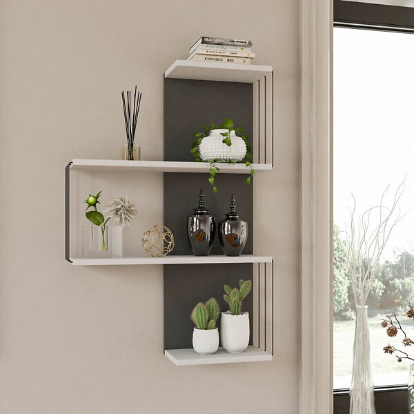 HABITAT ET JARDIN - Étagère murale en bois "Cambel" - 64 x 19 x 96 cm - Blanc - large