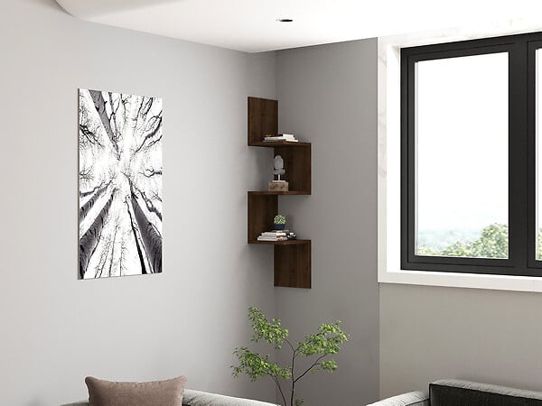HABITAT ET JARDIN - Étagère murale en bois "Zikzak" - 25 x 25 x 105 cm - Noyer - large