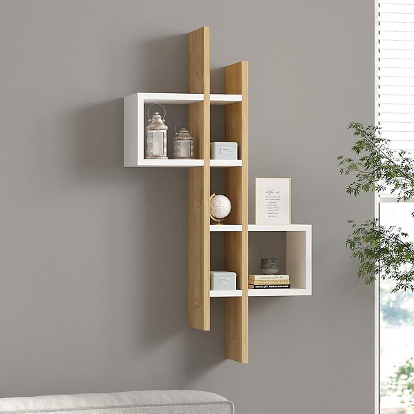 HABITAT ET JARDIN - Étagère murale en bois "Emse" - 53 x 19 x 108 cm - Chêne SaphirBlanc - large