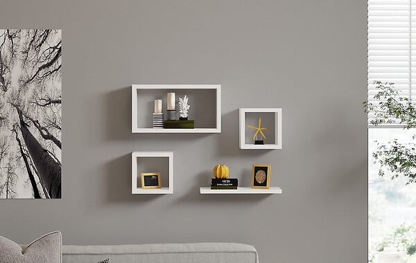 HABITAT ET JARDIN - Étagère murale en bois "Babi" - 43 x 15 x 23 cm - Blanc - large