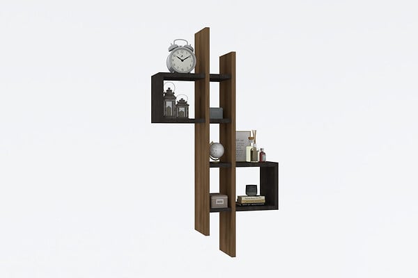 HABITAT ET JARDIN - Étagère murale en bois "Emse" - 53 x 19 x 108 cm - Chêne, Anthracite - large