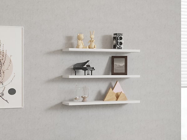 HABITAT ET JARDIN - Lot de 3 étagères murales en bois "Boss" - 60 x 1 x 14 cm  - Blanc - large