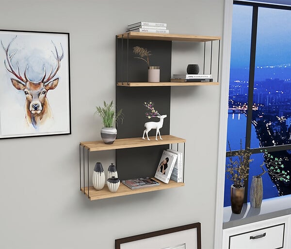 HABITAT ET JARDIN - Étagère murale en bois "Destan" - 65 x 19 x 96 cm - Marron - large