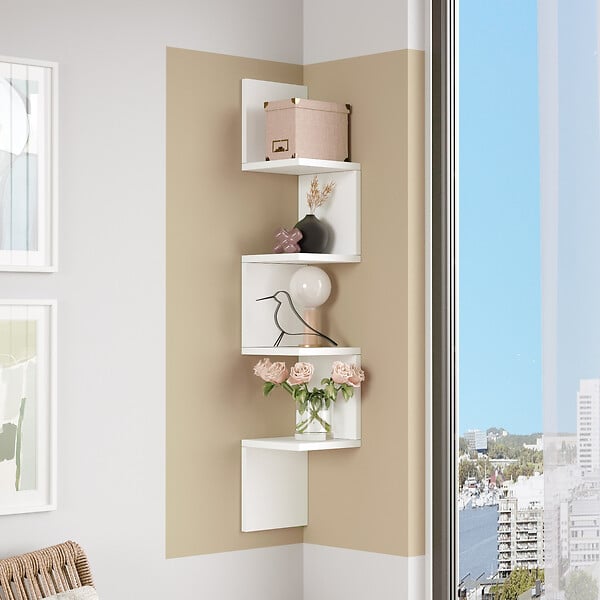 HABITAT ET JARDIN - Étagère Murale en bois "WL9" - 22 x 22 x 117 cm - Blanc - large