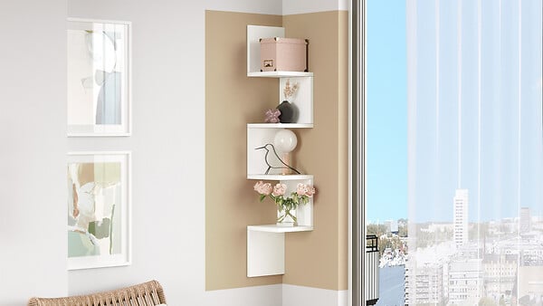 HABITAT ET JARDIN - Étagère Murale en bois "WL9" - 22 x 22 x 117 cm - Blanc - large