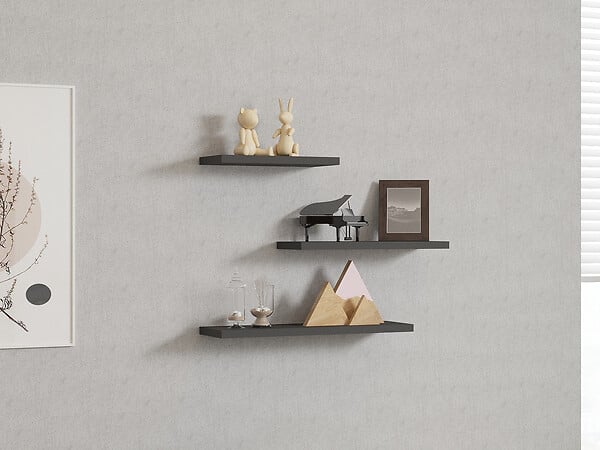 HABITAT ET JARDIN - Étagère murale en bois "Leila" - 50 x 2 x 14 cm - Gris anthracite - large