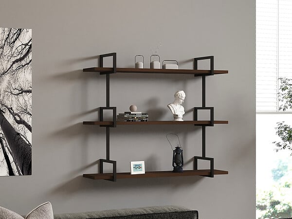 HABITAT ET JARDIN - Étagère murale en bois "Uras" - 87 x 22 x 76 cm - Noyer - large