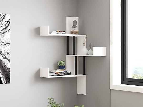 HABITAT ET JARDIN - Étagère murale en bois "Bombe" - 60 x 20 x 105 cm - Blanc - large