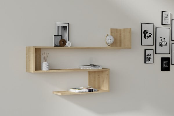 HABITAT ET JARDIN - Étagère murale en bois "Penne" - 120 x 20 x 71 cm - Chêne Saphir - large