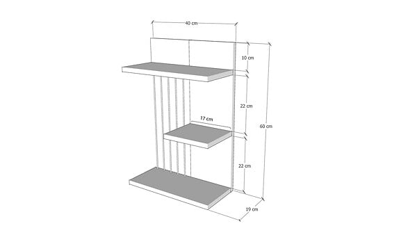 HABITAT ET JARDIN - Étagère murale en bois "Kinik" - 40 x 19 x 60 cm - Blanc - large