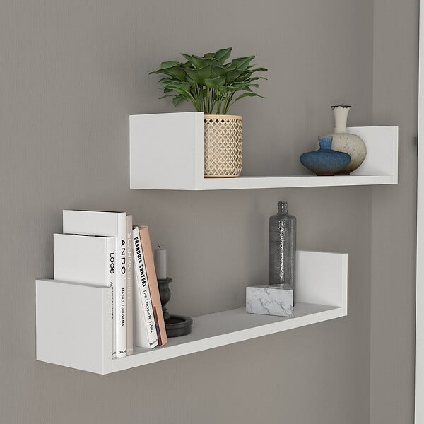 HABITAT ET JARDIN - Étagère murale en bois "Iris" - 63 x 14 x 14 cm - Blanc - large