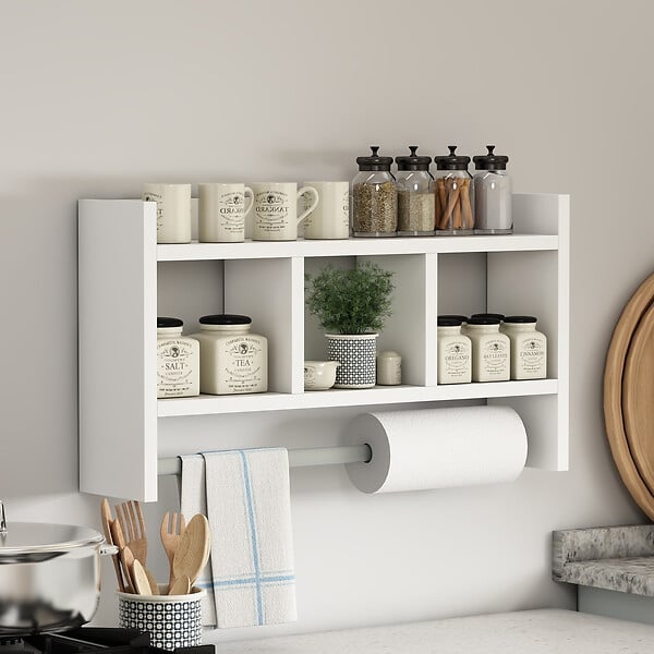 HABITAT ET JARDIN - Étagère murale en bois "Asya" - 63 x 14 x 35 cm - Blanc - large