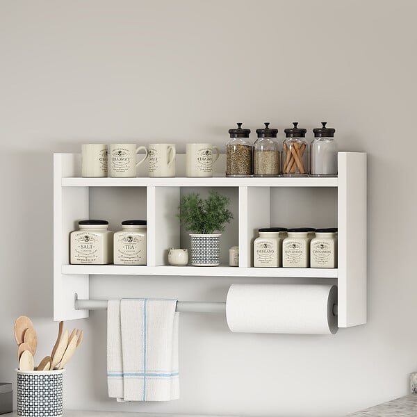 HABITAT ET JARDIN - Étagère murale en bois "Asya" - 63 x 14 x 35 cm - Blanc - large
