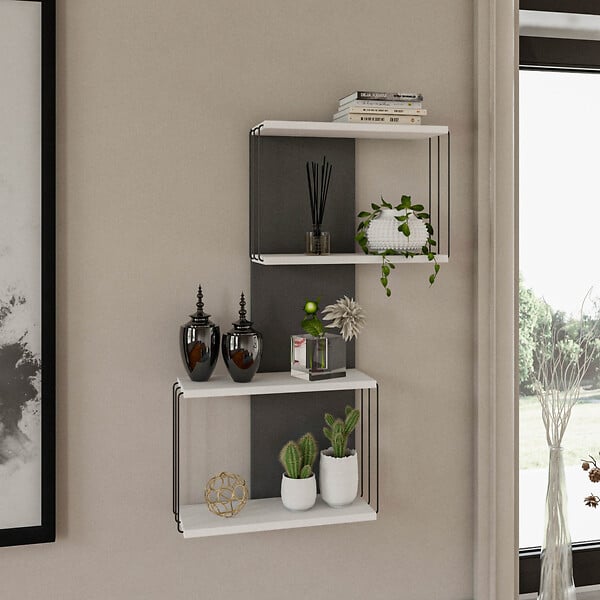 HABITAT ET JARDIN - Étagère murale en bois "Destan" - 65 x 19 x 96 cm - Blanc - large