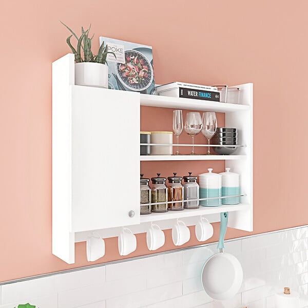 HABITAT ET JARDIN - Etagère de cuisine en bois "Knerr" - 85 x 13 x 65 cm - Blanc - large