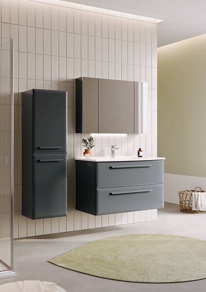 HABITAT ET JARDIN - Armoire de Salle de Bain "Nuvola 40 v3" - 40 x 32 x 138 cm - Anthracite - large