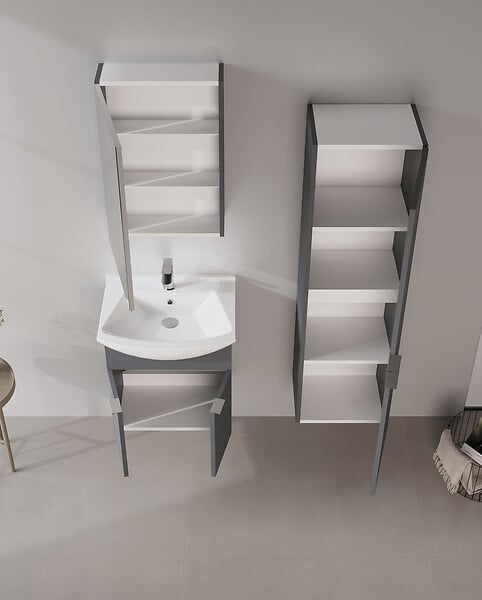 HABITAT ET JARDIN - Armoire de Salle de Bain "Purus Desna 40" - 40 x 32 x 138 cm - Matte Anthracite - large