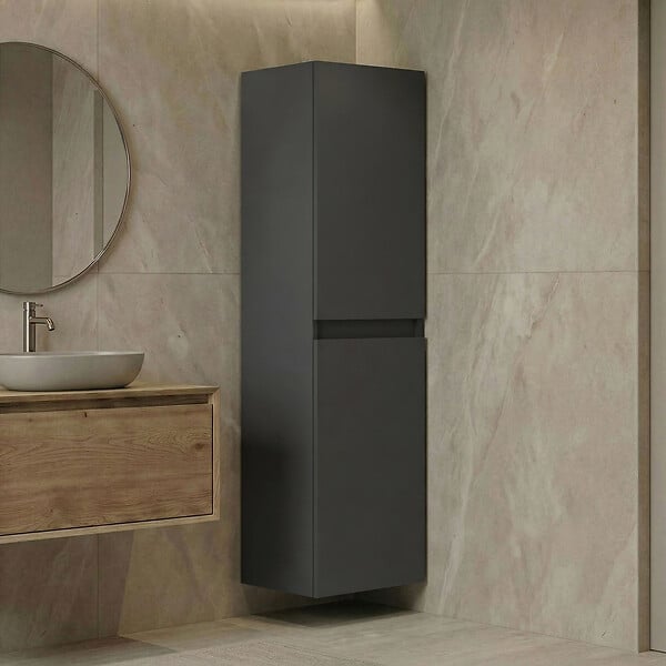 HABITAT ET JARDIN - Armoire de Salle de Bain "Nest 40 v2" - 40 x 32 x 138 cm - Matte Anthracite - large