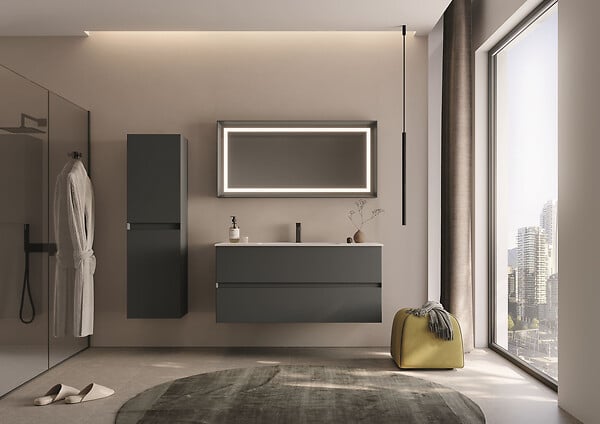 HABITAT ET JARDIN - Armoire de Salle de Bain "Nest 40 v2" - 40 x 32 x 138 cm - Matte Anthracite - large