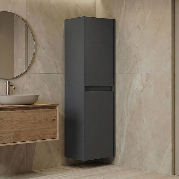 HABITAT ET JARDIN - Armoire de Salle de Bain "Side 40" - 40 x 27 x 138 cm - Matte Anthracite - large