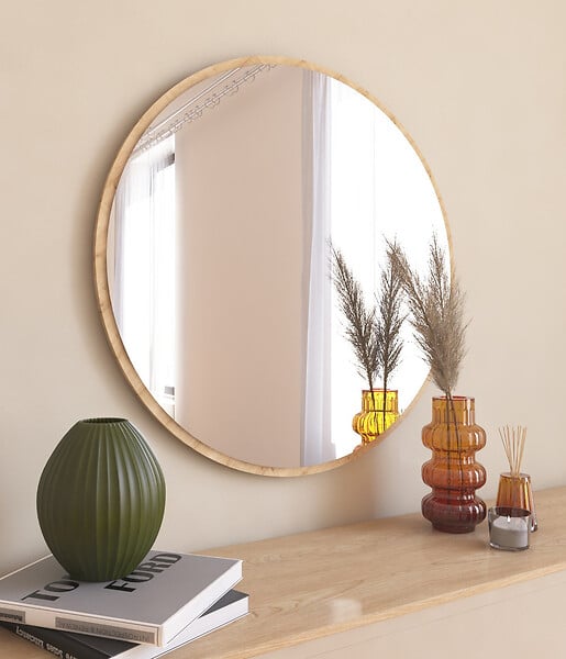 HABITAT ET JARDIN - Miroir en bois "Ozze" - 60 x 60 cm - Beige - large