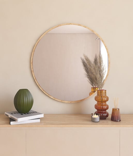 HABITAT ET JARDIN - Miroir en bois "Ozze" - 60 x 60 cm - Beige - large