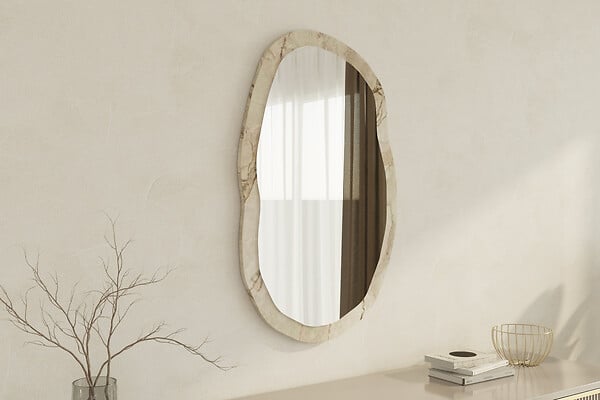 HABITAT ET JARDIN - Miroir en bois "Lossa" - 52 x 86 cm - Beige marbré - large