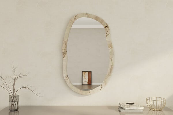 HABITAT ET JARDIN - Miroir en bois "Lossa" - 52 x 86 cm - Beige marbré - large