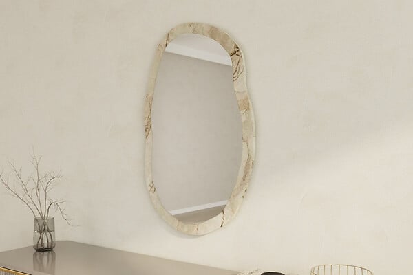 HABITAT ET JARDIN - Miroir en bois "Lossa" - 52 x 86 cm - Beige marbré - large