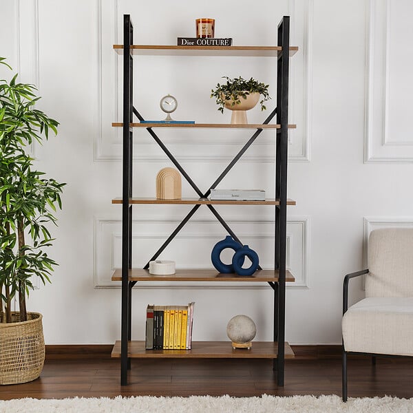 HABITAT ET JARDIN - Bibliothèque en bois "Elysian" - 90 x 33 x 180 cm - NoyerNoir - large