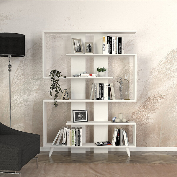 HABITAT ET JARDIN - Bibliothèque en bois "Rain" - 120 x 20 x 162 cm - Blanc - large